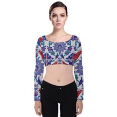 Art Artistic Ceramic Colorful Velvet Long Sleeve Crop Top