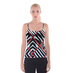 Model Abstract Texture Geometric Spaghetti Strap Top