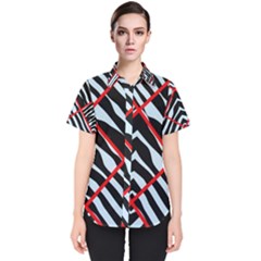 Model Abstract Texture Geometric Women s Short Sleeve Shirt