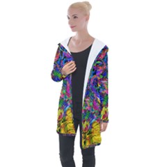 Pattern Structure Background Longline Hooded Cardigan