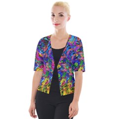 Pattern Structure Background Cropped Button Cardigan