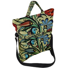 Mosaic Tile Art Ceramic Colorful Fold Over Handle Tote Bag by Pakrebo