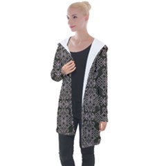 Line Geometry Pattern Geometric Longline Hooded Cardigan by Pakrebo