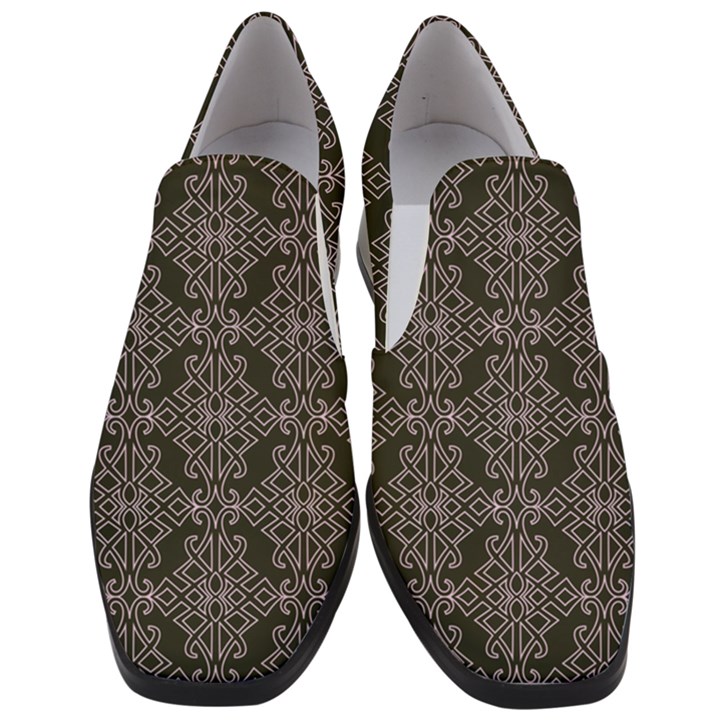 Line Geometry Pattern Geometric Slip On Heel Loafers