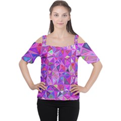 Pink Triangle Background Abstract Cutout Shoulder Tee