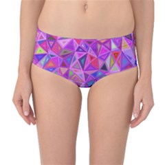 Pink Triangle Background Abstract Mid-waist Bikini Bottoms by Pakrebo