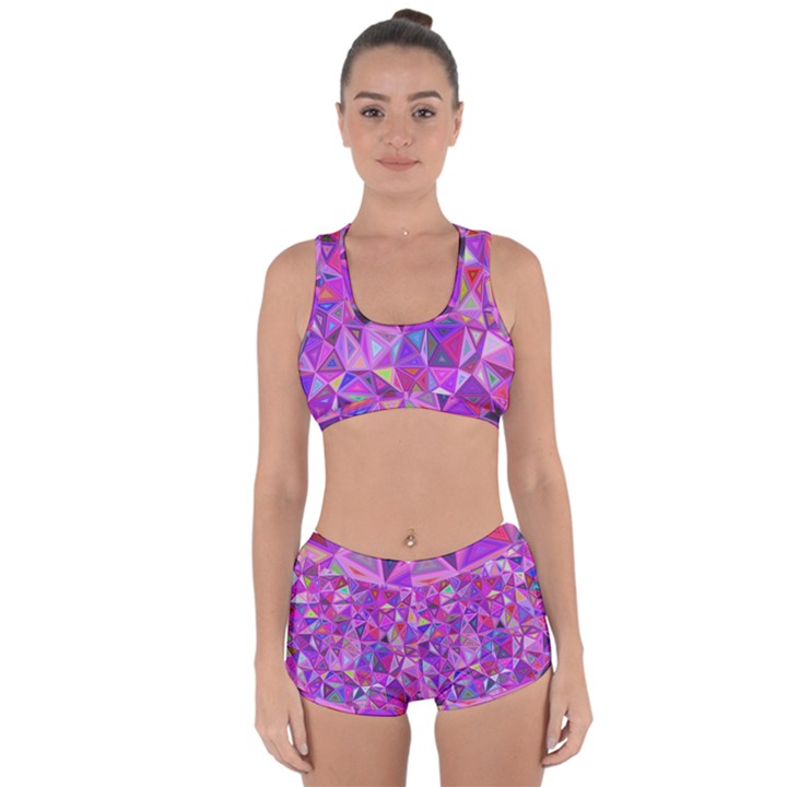 Pink Triangle Background Abstract Racerback Boyleg Bikini Set