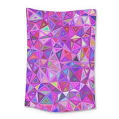 Pink Triangle Background Abstract Small Tapestry by Pakrebo