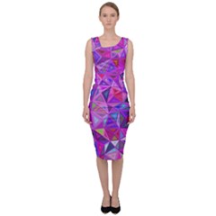 Pink Triangle Background Abstract Sleeveless Pencil Dress