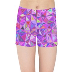 Pink Triangle Background Abstract Kids  Sports Shorts by Pakrebo