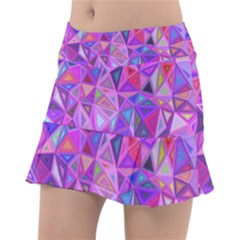 Pink Triangle Background Abstract Tennis Skirt