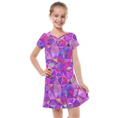 Pink Triangle Background Abstract Kids  Cross Web Dress by Pakrebo