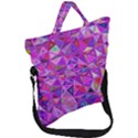 Pink Triangle Background Abstract Fold Over Handle Tote Bag View1