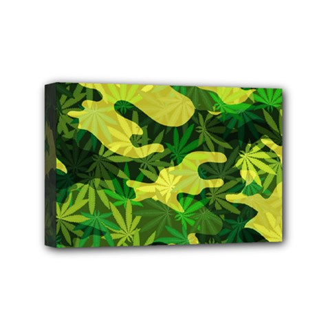 Marijuana Camouflage Cannabis Drug Mini Canvas 6  X 4  (stretched) by Pakrebo