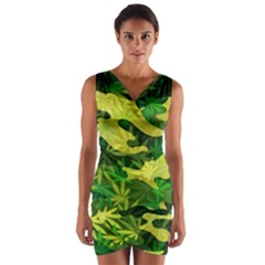 Marijuana Camouflage Cannabis Drug Wrap Front Bodycon Dress by Pakrebo