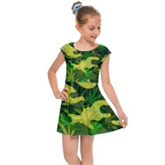 Marijuana Camouflage Cannabis Drug Kids  Cap Sleeve Dress by Pakrebo