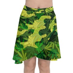 Marijuana Camouflage Cannabis Drug Chiffon Wrap Front Skirt by Pakrebo