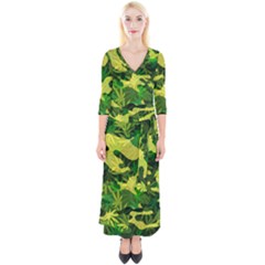 Marijuana Camouflage Cannabis Drug Quarter Sleeve Wrap Maxi Dress by Pakrebo