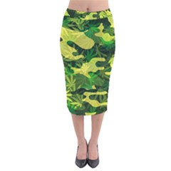 Marijuana Camouflage Cannabis Drug Velvet Midi Pencil Skirt by Pakrebo