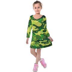 Marijuana Camouflage Cannabis Drug Kids  Long Sleeve Velvet Dress by Pakrebo