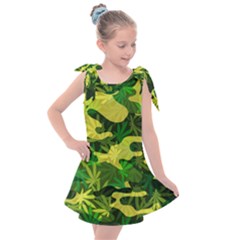 Marijuana Camouflage Cannabis Drug Kids  Tie Up Tunic Dress by Pakrebo