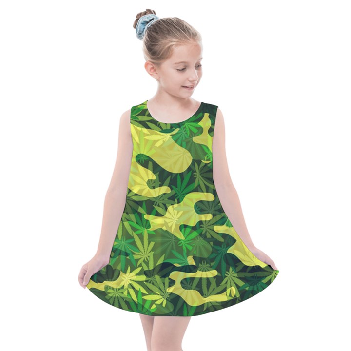 Marijuana Camouflage Cannabis Drug Kids  Summer Dress