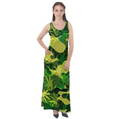 Marijuana Camouflage Cannabis Drug Sleeveless Velour Maxi Dress by Pakrebo