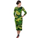 Marijuana Camouflage Cannabis Drug Quarter Sleeve Midi Velour Bodycon Dress View2