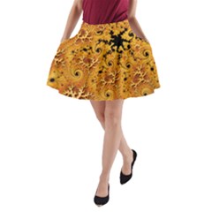 Fractal Pattern Spiral A-line Pocket Skirt by Pakrebo