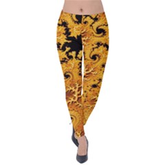 Fractal Pattern Spiral Velvet Leggings by Pakrebo