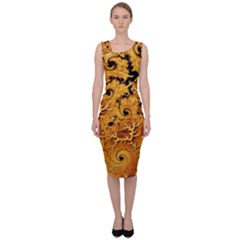 Fractal Pattern Spiral Sleeveless Pencil Dress