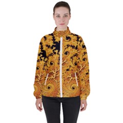 Fractal Pattern Spiral High Neck Windbreaker (women) by Pakrebo