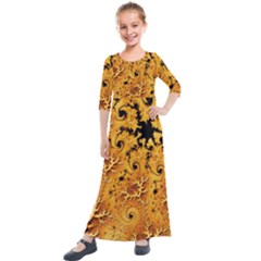 Fractal Pattern Spiral Kids  Quarter Sleeve Maxi Dress by Pakrebo