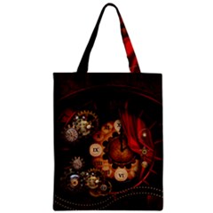 Steampunk, Wonderful Clockswork Zipper Classic Tote Bag by FantasyWorld7