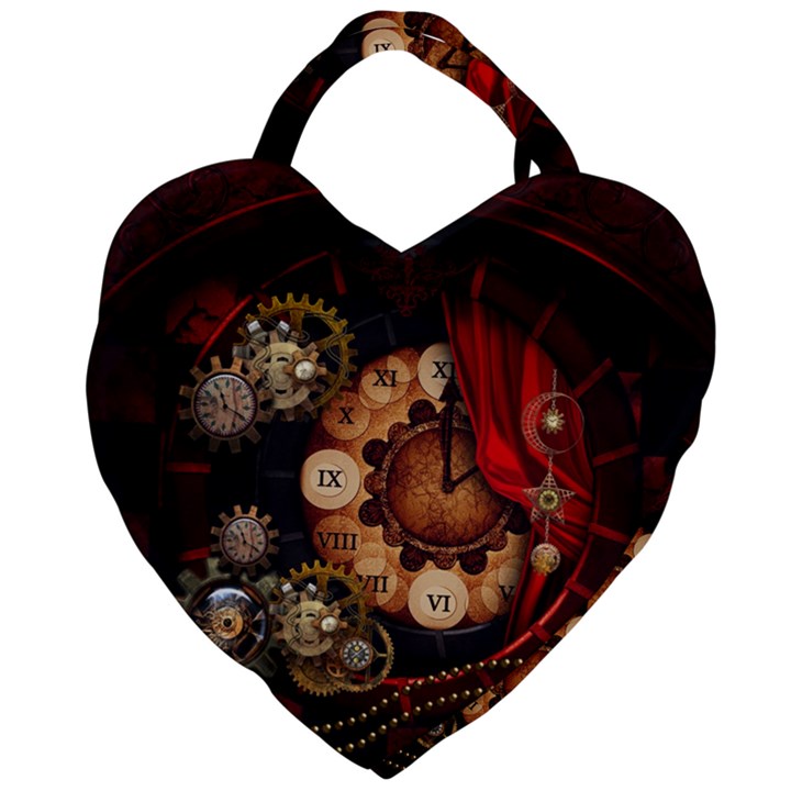 Steampunk, Wonderful Clockswork Giant Heart Shaped Tote