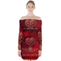 Wonderful Heart With Roses Long Sleeve Off Shoulder Dress View1