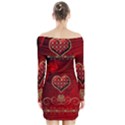 Wonderful Heart With Roses Long Sleeve Off Shoulder Dress View2