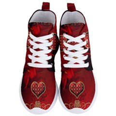 Wonderful Heart With Roses Women s Lightweight High Top Sneakers by FantasyWorld7