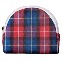 Blue & Red Plaid Horseshoe Style Canvas Pouch