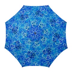 Valentine Heart Love Blue Golf Umbrellas by Mariart