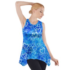 Valentine Heart Love Blue Side Drop Tank Tunic by Mariart