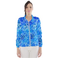 Valentine Heart Love Blue Windbreaker (women) by Mariart