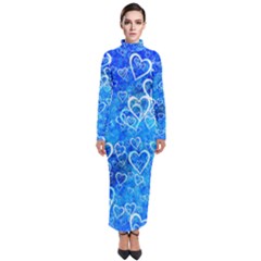 Valentine Heart Love Blue Turtleneck Maxi Dress by Mariart