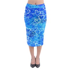 Valentine Heart Love Blue Midi Pencil Skirt by Mariart