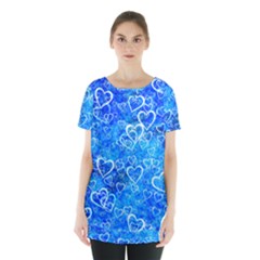 Valentine Heart Love Blue Skirt Hem Sports Top by Mariart