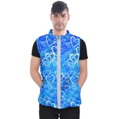 Valentine Heart Love Blue Men s Puffer Vest by Mariart