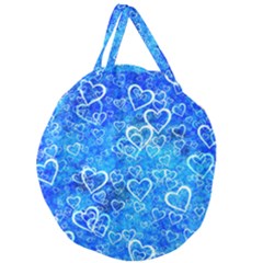 Valentine Heart Love Blue Giant Round Zipper Tote by Mariart