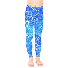 Valentine Heart Love Blue Kids  Legging by Mariart