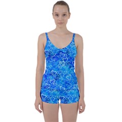 Valentine Heart Love Blue Tie Front Two Piece Tankini by Mariart