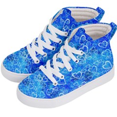 Valentine Heart Love Blue Kids  Hi-top Skate Sneakers by Mariart